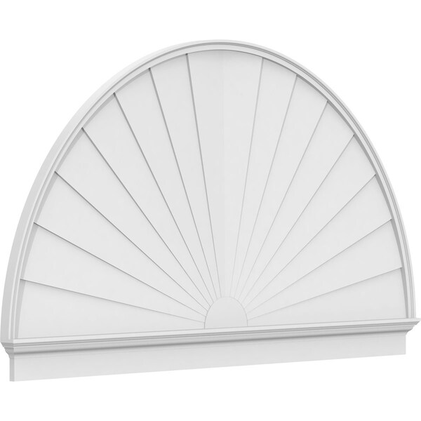 Ekena Millwork Half Round Sunburst Architectural Grade PVC Combination Pediment, 86"W x 49-3/4"H x 2-3/4"P PEDPC086X500HRO01 - main